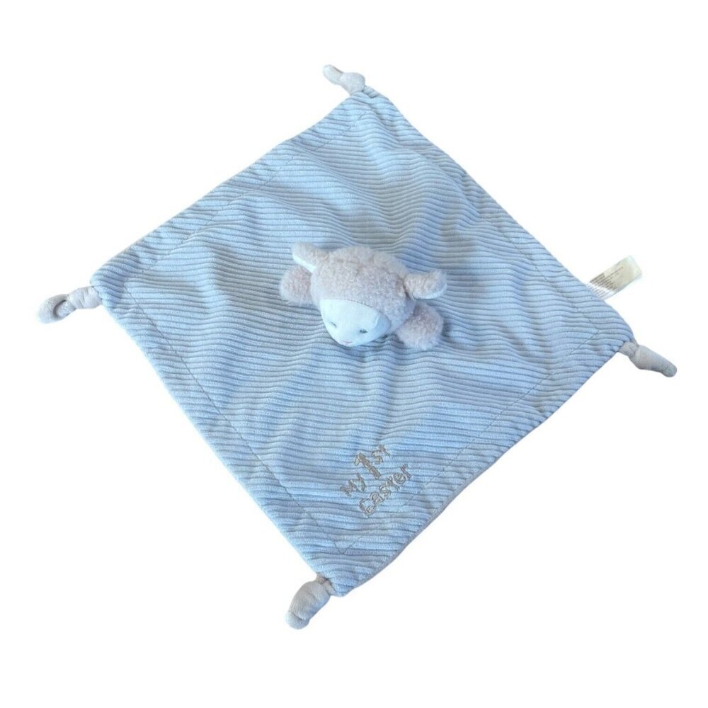 Lamb Lovey My First Easter Sheep Security Blanket Gray Beige Baby Rattle